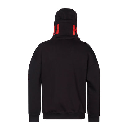 Hoher Kragen Oversize Hoodie - Schwarz