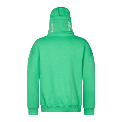 Hoher Kragen Oversize Hoodie - Green
