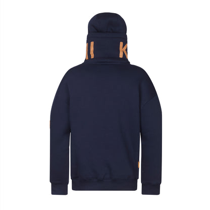 Hoher Kragen Oversize Hoodie - NAVY