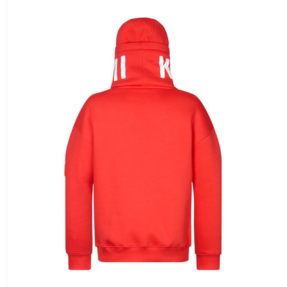 Hoher Kragen Oversize Hoodie - RED