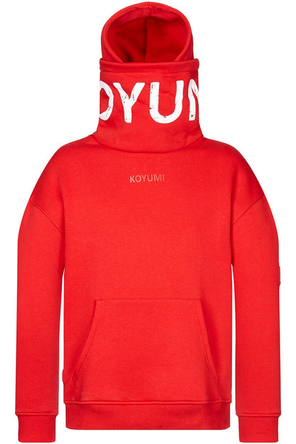 Hoher Kragen Oversize Hoodie - RED