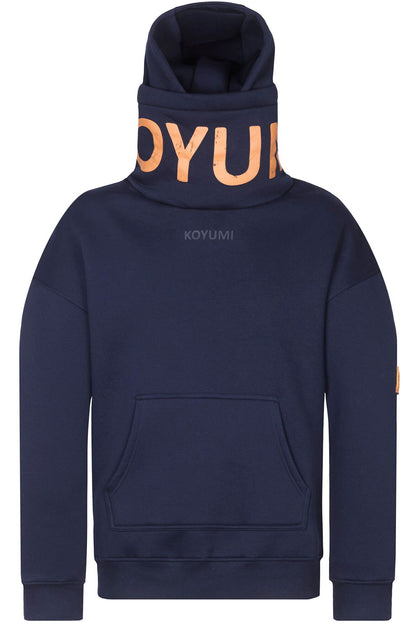 Hoher Kragen Oversize Hoodie - NAVY